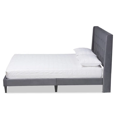 Gothard Velvet Fabric Upholstered And Wood Platform Bed - Baxton Studio - Image 2