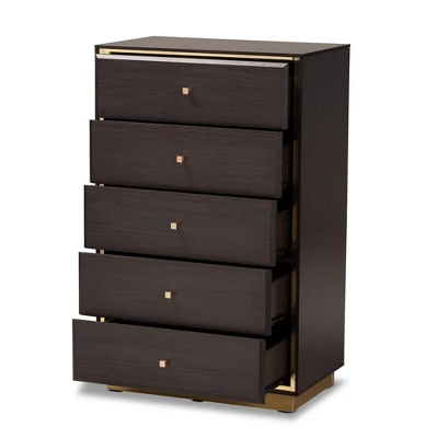 Cormac Wood And Metal 5 Drawer Storage Chest - Baxton Studio