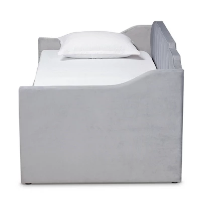 Lennon Velvet Fabric Upholstered Daybed With Trundle - Baxton Studio - Image 2