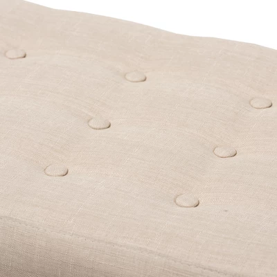 Elia Mid Century Modern Walnut Wood Fabric Button Tufted Bench - Baxton Studio - Image 3