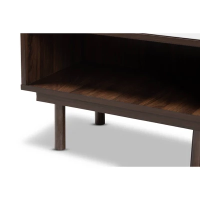 2 Door Meike Two-Tone Wood Shoe Cabinet Walnut/White - Baxton Studio - Image 5