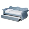 Twin Abbie Velvet Tufted Daybed With Trundle Light Blue - Baxton Studio