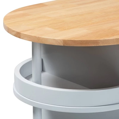 Donnie Wood Kitchen Storage Cart Light Gray/Natural - Baxton Studio - Image 9