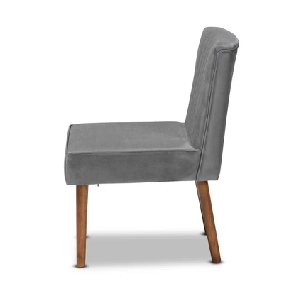 Alvis Velvet Upholstered And Wood Dining Chair - Baxton Studio - Image 3