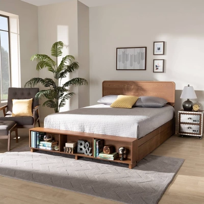 4 Drawer Vita Modern Transitional Wood Platform Storage Bed Walnut/Brown - Baxton Studio - Image 8