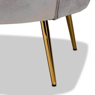 Genia Velvet Fabric Upholstered And Metal Sofa Gray/Gold - Baxton Studio - Image 8
