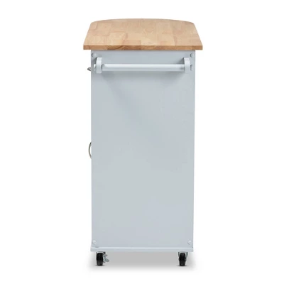 Donnie Wood Kitchen Storage Cart Light Gray/Natural - Baxton Studio - Image 5