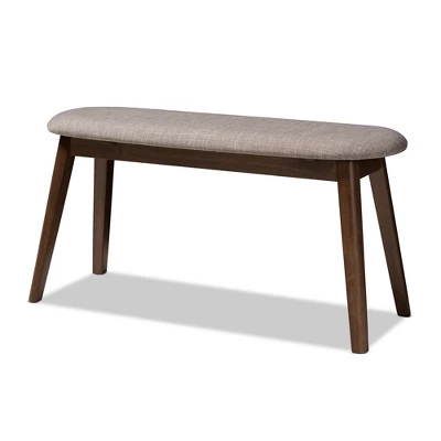 Baxton Studio Easton Mid Century Modern Walnut Finished Wood Fabric Upholstered Bench - Image 9