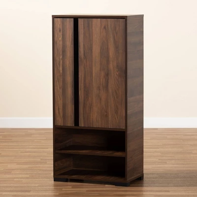 Raina Two-Tone Wood 2 Door Shoe Storage Cabinet Walnut Brown/Black - Baxton Studio - Image 9