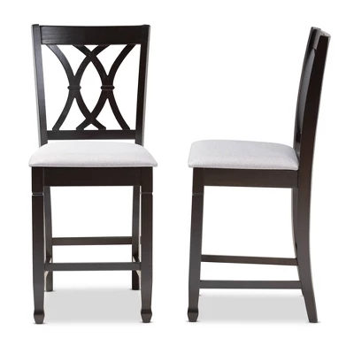 2pc Reneau Finished Wood Counter Height Pub Chairs - Baxton Studio - Image 5