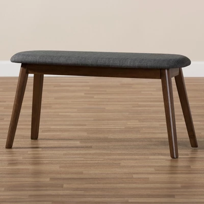 Baxton Studio Easton Mid Century Modern Walnut Finished Wood Fabric Upholstered Bench - Image 6