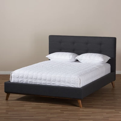 Valencia Mid - Century Modern Fabric Platform Bed - Baxton Studio - Image 8