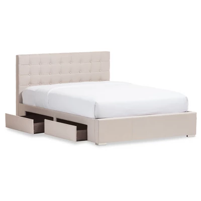 Queen Rene Modern And Contemporary Fabric 4 Drawer Storage Platform Bed - Baxton Studio - Image 2