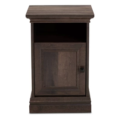 Nolan 1 Door Wood Nightstand Brown/Black - Baxton Studio - Image 2