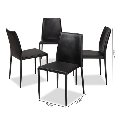 Set Of 4 Pascha Modern And Contemporary Faux Leather Upholstered Dining Chairs - Baxton Studio - Image 4