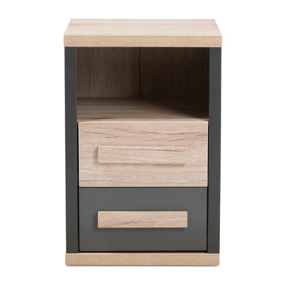 Pandora Modern And Contemporary Two-Tone 2 Drawer Nightstand Dark Gray - Baxton Studio - Image 2