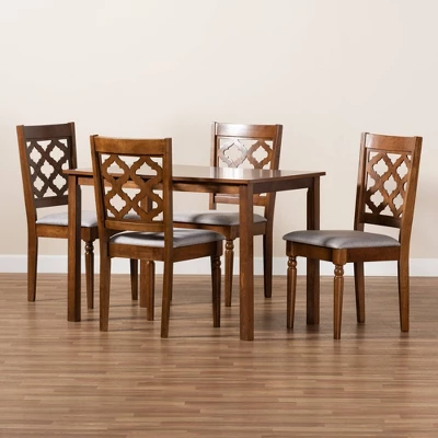 5pc Ramiro Wood Dining Set Gray/Walnut/Brown - Baxton Studio - Image 7