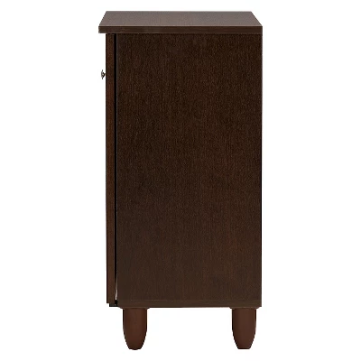 Winda Modern And Contemporary 2-Door Wooden Entryway Shoes Storage Cabinet - Dark Brown - Baxton Studio - Image 3