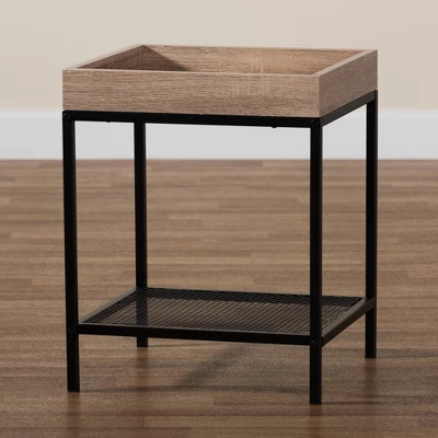 Overton Wood And Metal End Table Oak/Black - Baxton Studio - Image 5