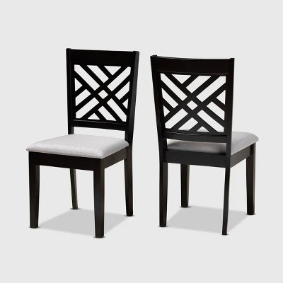 2pc Caron Upholstered Wood Dining Chair Set - Baxton Studio - Image 6