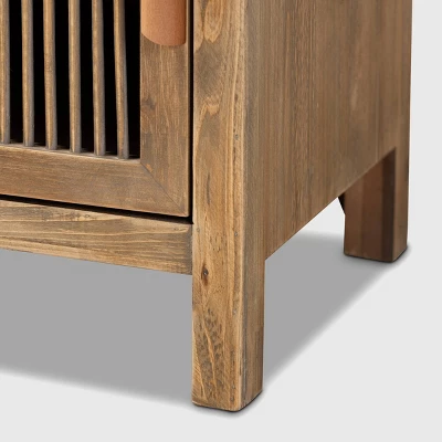 Clement 1 Door And 1 Drawer Wood Spindle Nightstand Brown - Baxton Studio - Image 5