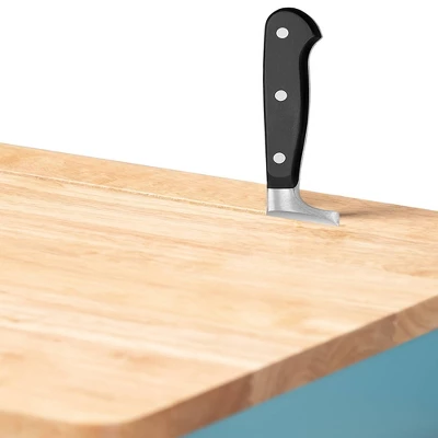 Liona Sky Wood Kitchen Storage Cart Blue/Natural - Baxton Studio - Image 7