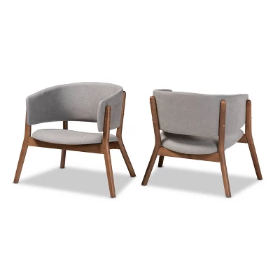 2pc Baron Fabric Upholstered And Wood Living Room Accent Chair Set - Baxton Studio - Image 9