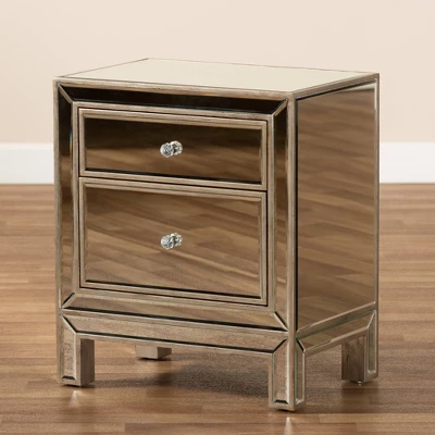 Fadri 2 Drawers Mirrored Nightstand - Baxton Studio - Image 6