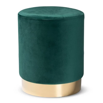 Chaela Velvet Metal Ottoman - Baxton Studio - Image 7