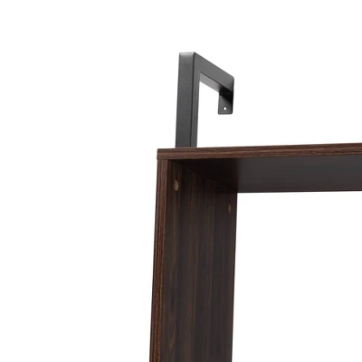 Fariat Walnut Wood And Metal Display Shelf With Desk Brown/Black - Baxton Studio - Image 3