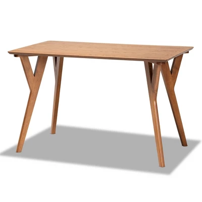 4pc Odessa Mid-Century Modern Fabric Upholstered Wood Dining Nook Set Walnut/Brown - Baxton Studio - Image 4