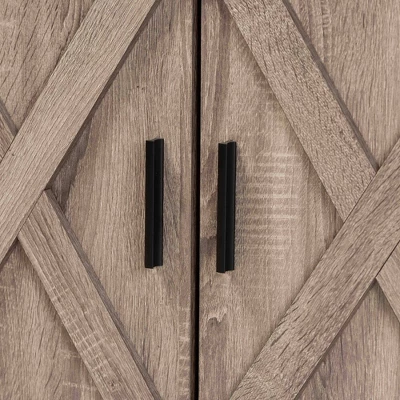 Wayne Farmhouse Wood 2 Doors Shoe Storage Cabinet Oak Brown - Baxton Studio - Image 5