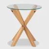 Lida Glass And Wood Finished End Table Clear/Natural - Baxton Studio