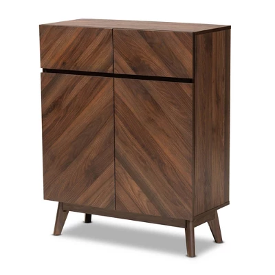 Hartman Wood Shoe Cabinet Walnut Brown - Baxton Studio - Image 2