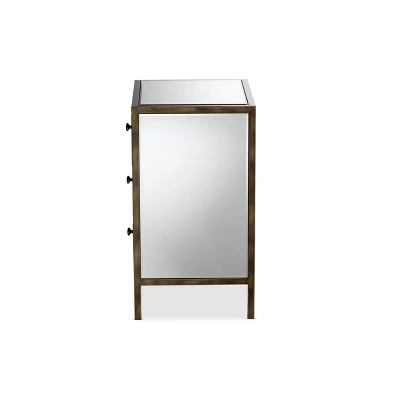 Baxton Studio Nouria Mirrored 3 Drawer Nightstand Bedside Table Silver - BaxtonStudio