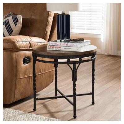 Austin Vintage Industrial Round End Table - Antique Bronze - Baxton Studio - Image 4