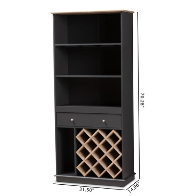 Baxton Studio Mattia And Oak Finished Wood Wine Cabinet Gray/Brown - BaxtonStudio