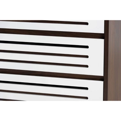 3 Drawer Meike Two-Tone Wood Nightstand Walnut/White - Baxton Studio - Image 4