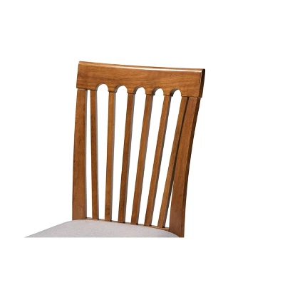Set Of 2 Minette Fabric Upholstered Wood Dining Chairs Gray/Walnut - Baxton Studio - Image 3