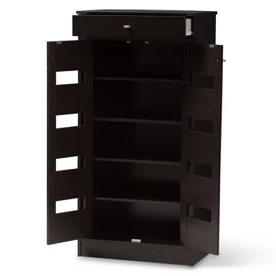 Acadia Modern And Contemporary Finished Shoe Cabinet Dark Brown - Baxton Studio
