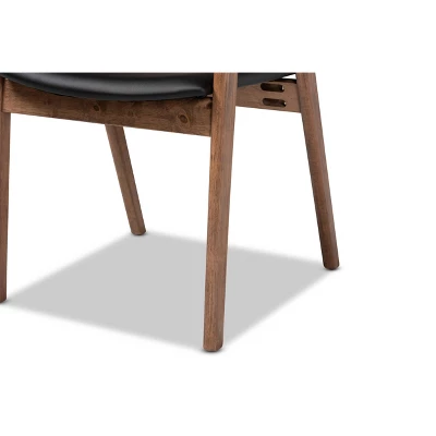 2pc Harland Faux Leather Upholstered And Wood Dining Chair Set - Baxton Studio - Image 5