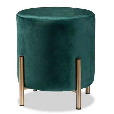 Thurman Velvet Metal Ottoman - Baxton Studio - Image 10