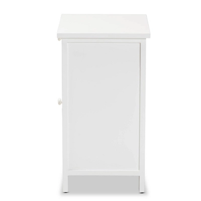 Sariah Wood Rattan 2 Door Nightstand White - Baxton Studio - Image 6