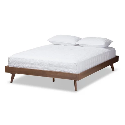 Jacob Mid - Century Modern Walnut Finished Solid Wood Bed Frame - Baxton Studio - Image 8