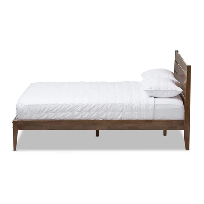 Elmdon Mid Century Modern Solid Wood Slatted Headboard Style Platform Bed Brown - Baxton Studio - Image 7
