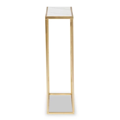 Calanthe Metal With Marble Tabletop Console Table White/Gold - Baxton Studio - Image 3