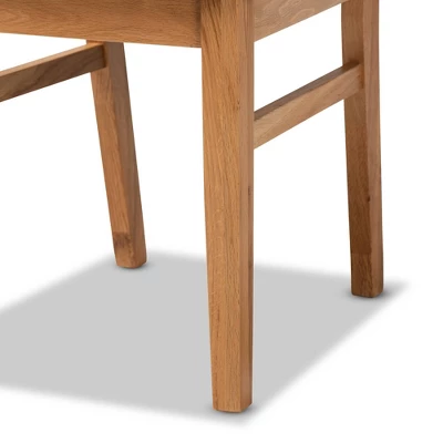 Set Of 2 Idris Fabric Upholstered Rattan Dining Chairs Black/Oak Brown - Baxton Studio - Image 5