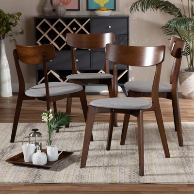 Set Of 4 Iora Upholstered Wood Dining Chairs - Baxton Studio - Image 3