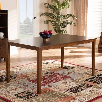 Eveline Rectangular Wood Dining Table Walnut Brown - Baxton Studio - Image 4