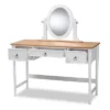 3 Drawer Sylvie Wood Vanity Table With Mirror White - Baxton Studio